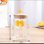 Glass Bow Drinking Cup with Lid & Straw – Cute Reusable Tumbler