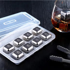 8PCS Stainless Steel Ice Cubes Set with Tong