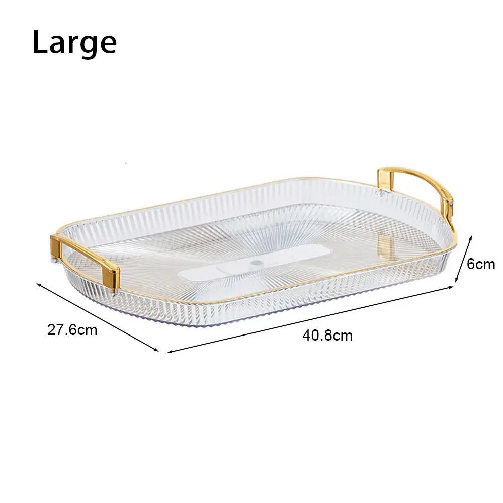 Luxury Acrylic Serving Tray Set with Gold Handles – Elegant Snack & Dessert Serving Platters