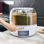 360° Rotating Grain Dispenser | Multi-Compartment Rice & Cereal Storage Container