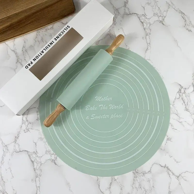 BakeEase Silicone Pastry Mat & Rolling Pin Set