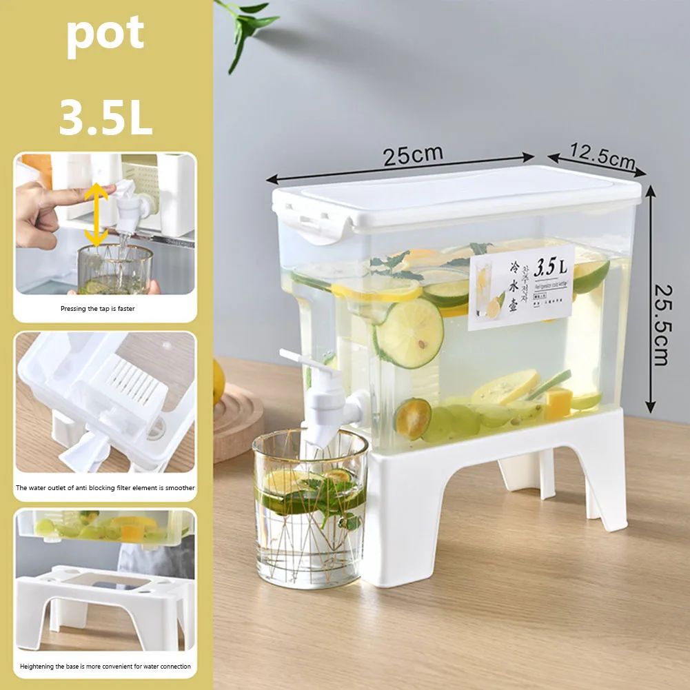3.5L Beverage Dispenser with Tap | Fridge Water & Juice Storage Container with Stand