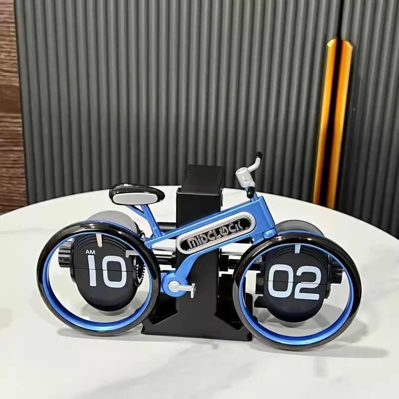 Vintage Motorcycle Flip Clock | Creative Desk & Table Clock with Auto Flip Numbers