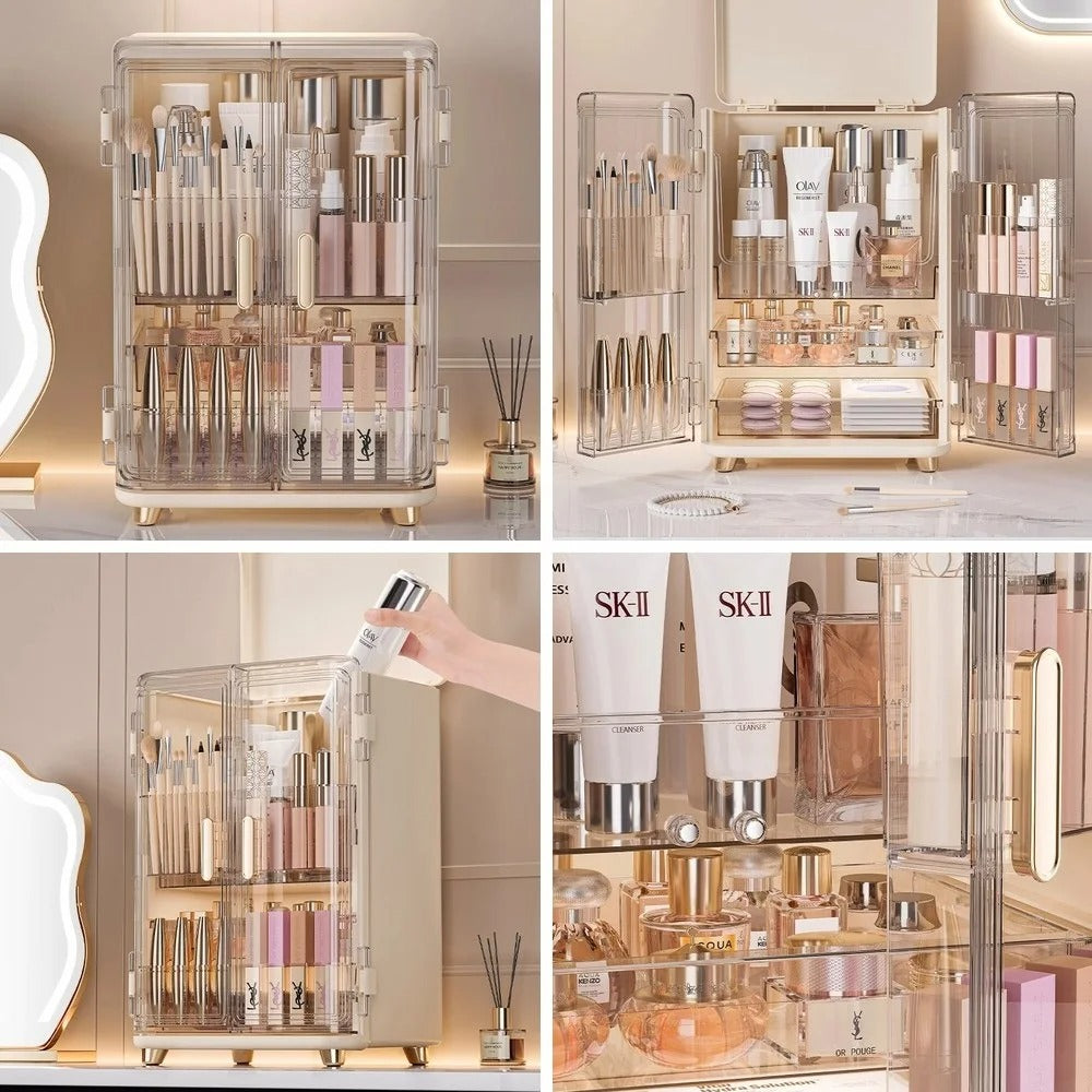 Luxury Transparent Makeup Organizer Box with  Storage Compartments
