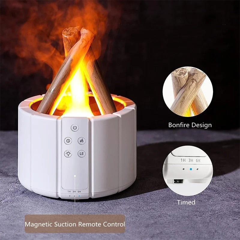 Simulated Flame Aroma Diffuser | 280ml Ultrasonic Humidifier with Remote Control