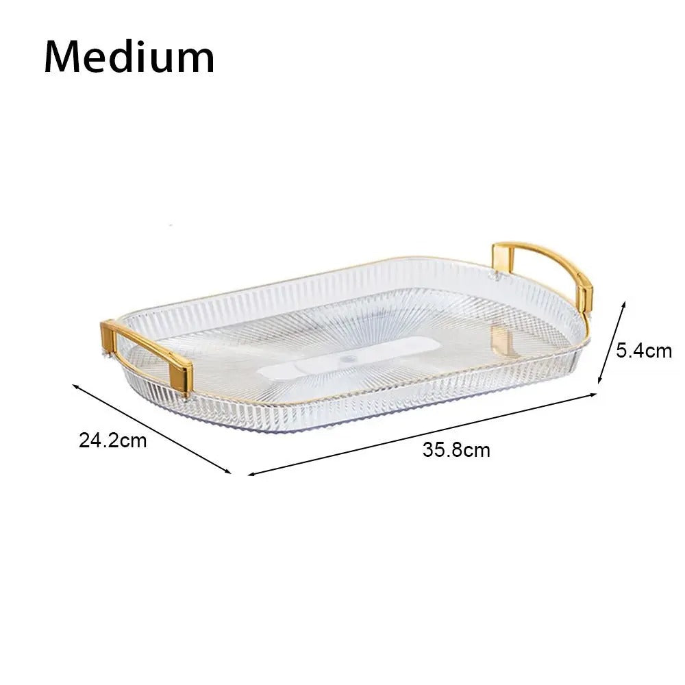 Luxury Acrylic Serving Tray Set with Gold Handles – Elegant Snack & Dessert Serving Platters