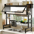 Over the Sink Cabinet Dish Drying Rack | Multifunctional Kitchen Storage Organizer with Dustproof Sliding Cover