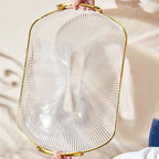 Luxury Acrylic Serving Tray Set with Gold Handles – Elegant Snack & Dessert Serving Platters