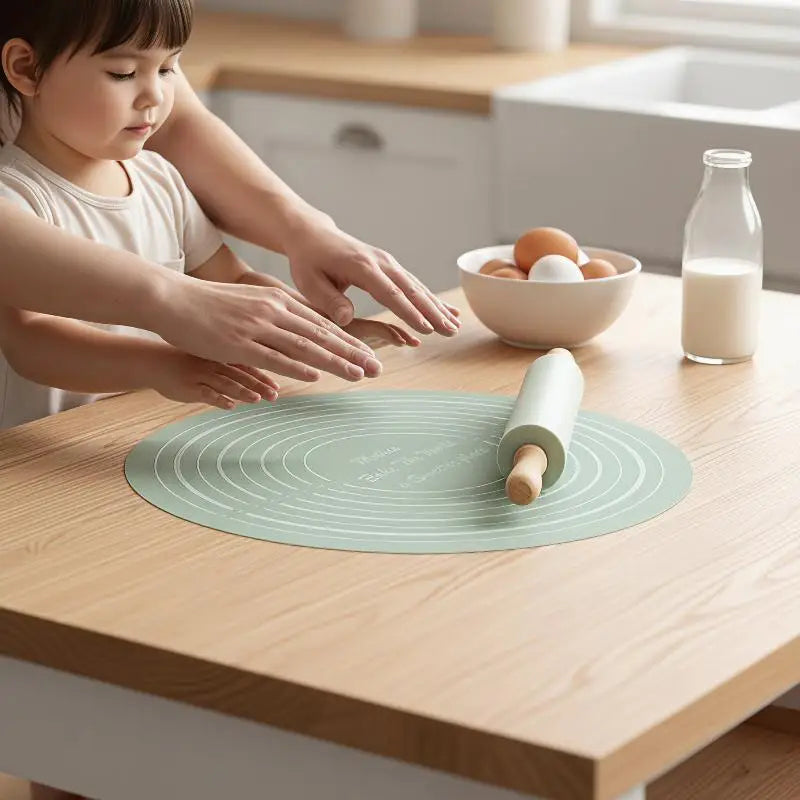 BakeEase Silicone Pastry Mat & Rolling Pin Set