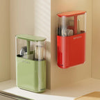 Wall Mounted Cutlery Organizer with Drainage | Dustproof Spoon, Fork & Chopsticks Storage Box