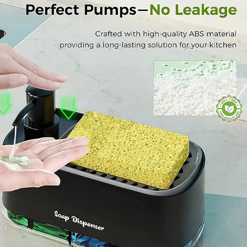 2-in-1 Hand & Dish Soap Pump Dispenser with Sponge Holder