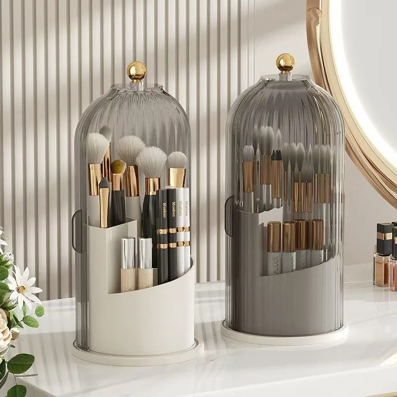 Luxury Makeup Brush Organizer with Dustproof Cover | Aesthetic Vanity Storage