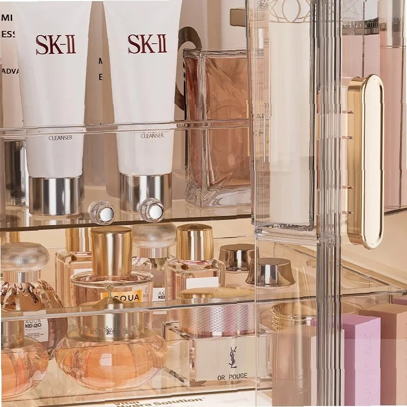 Luxury Transparent Makeup Organizer Box with  Storage Compartments