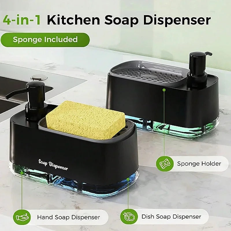 2-in-1 Hand & Dish Soap Pump Dispenser with Sponge Holder