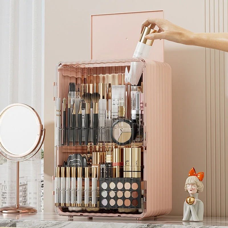 Luxury Transparent Makeup Organizer Box with  Storage Compartments