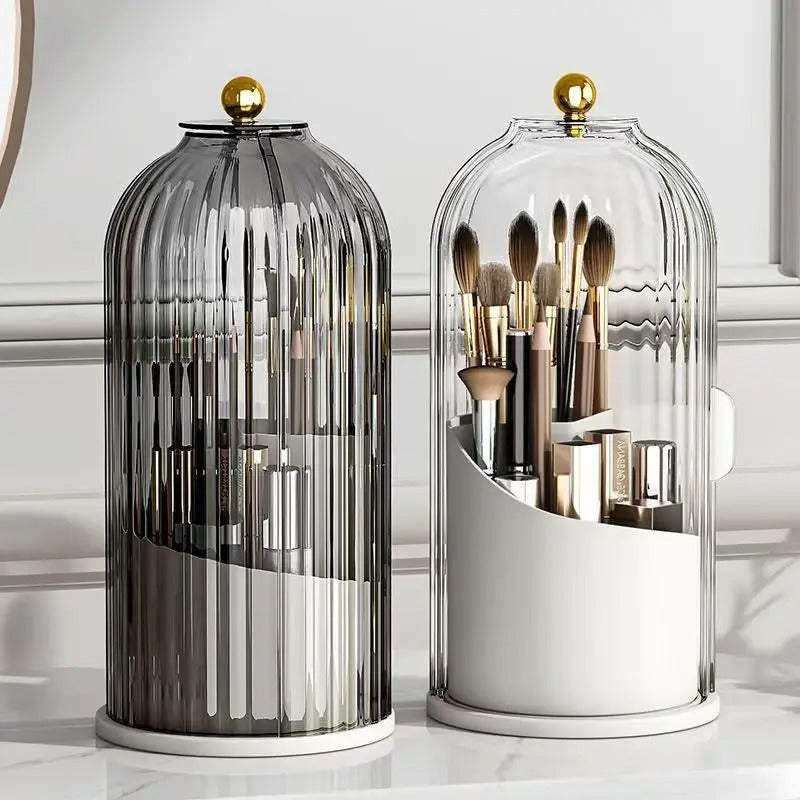 Luxury Makeup Brush Organizer with Dustproof Cover | Aesthetic Vanity Storage
