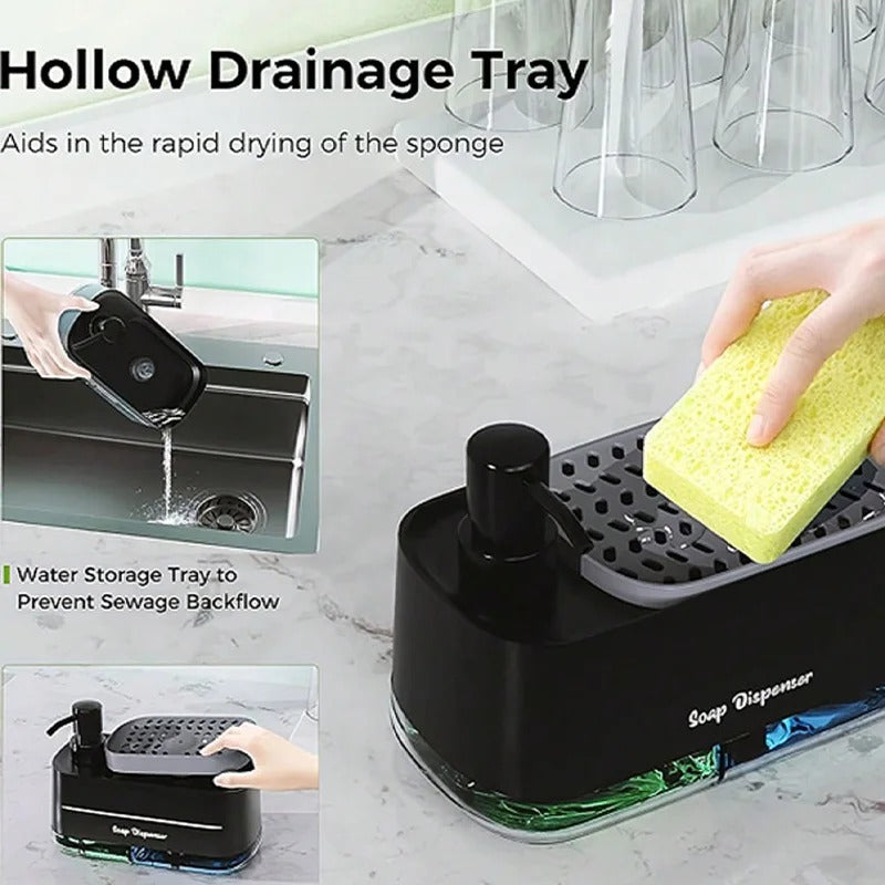 2-in-1 Hand & Dish Soap Pump Dispenser with Sponge Holder