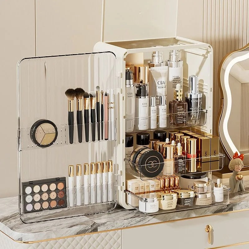 Luxury Transparent Makeup Organizer Box with  Storage Compartments