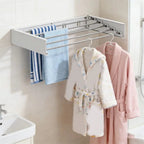 Wall Mounted Foldable Drying Rack with Clothes Hanger Rails