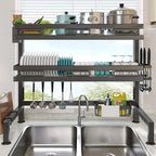 Over the Sink Cabinet 2 Layer Rack | Adjustable Kitchen Dish Drying & Storage Organizer