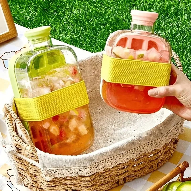 Press Ice Cube Bottle with Strap | Portable Ice Maker