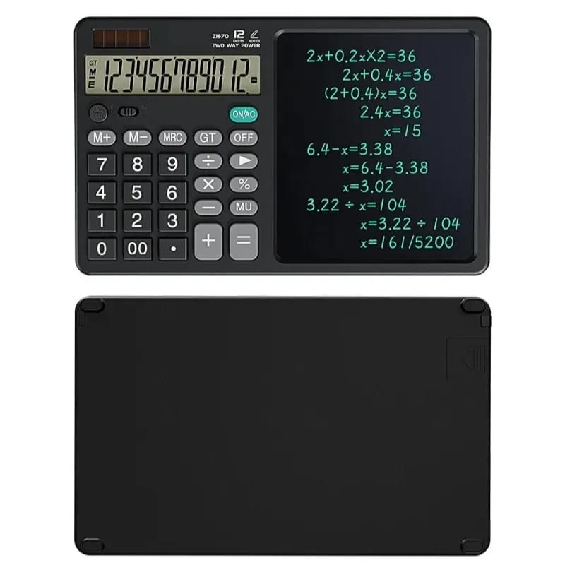 12-Digit Calculator with LCD Writing Tablet & Stylus – Portable Desktop Calculator