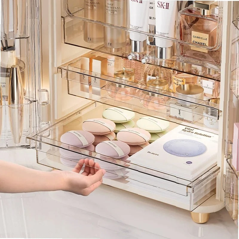 Luxury Transparent Makeup Organizer Box with  Storage Compartments