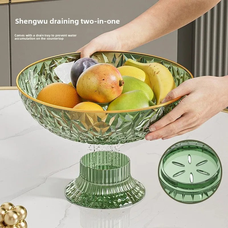 Acrylic Fruit Drain Dish – Decorative Fruit Bowl & Draining Serving Tray