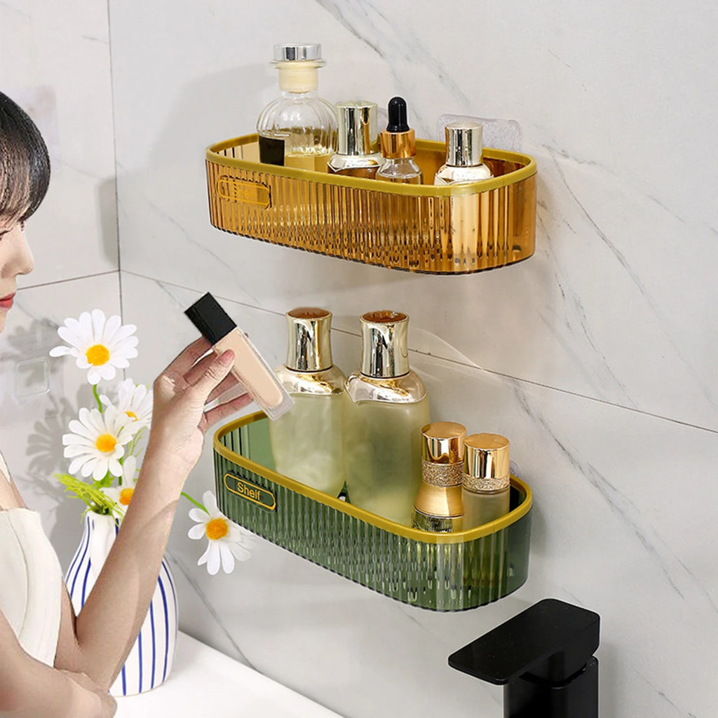 Wall Mounted Acrylic Bathroom Shelf – No-Drill Shower & Storage Organizer
