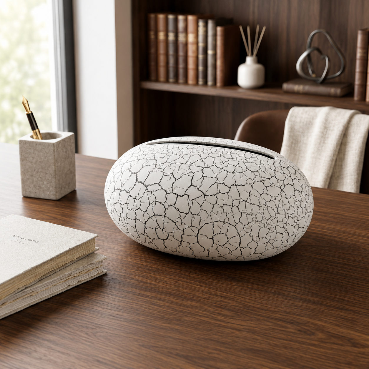 Modern Decorative Tissue Box Holder with Crackle Design