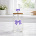 500 ML Butterfly Glass Tumblers Set with Bamboo Lid & Straw | Drinkware for Iced Coffee & Juice