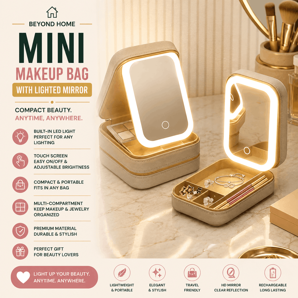Mini Makeup Bag with Lighted Mirror