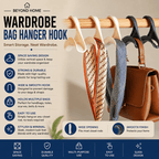 Wardrobe Bag Hanger Hook | Closet Rod Handbag Organizer for Purses, Totes & Backpacks