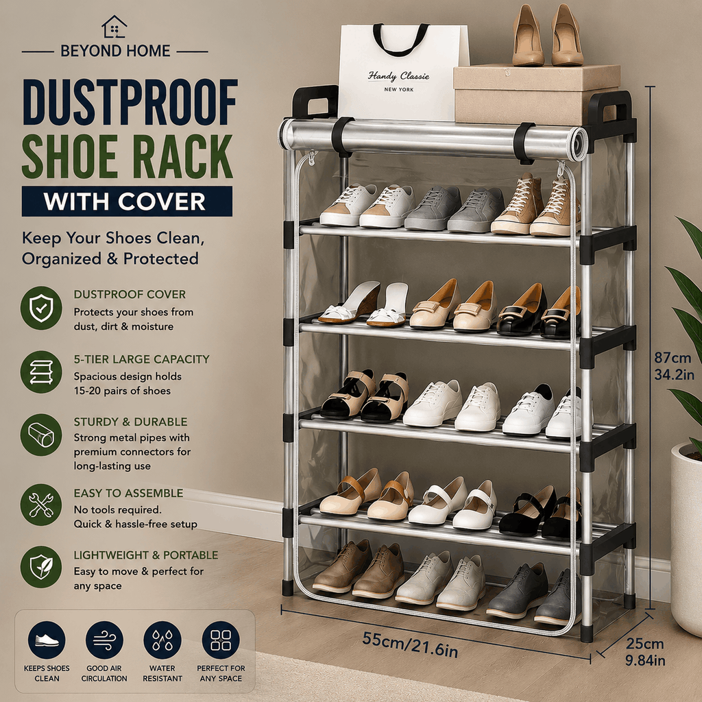 Dustproof Shoe Rack with Cover | Multi-Layer Shoe Storage Organizer