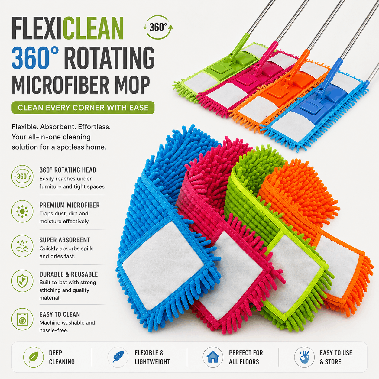FlexiClean 360° Rotating Microfiber Mop