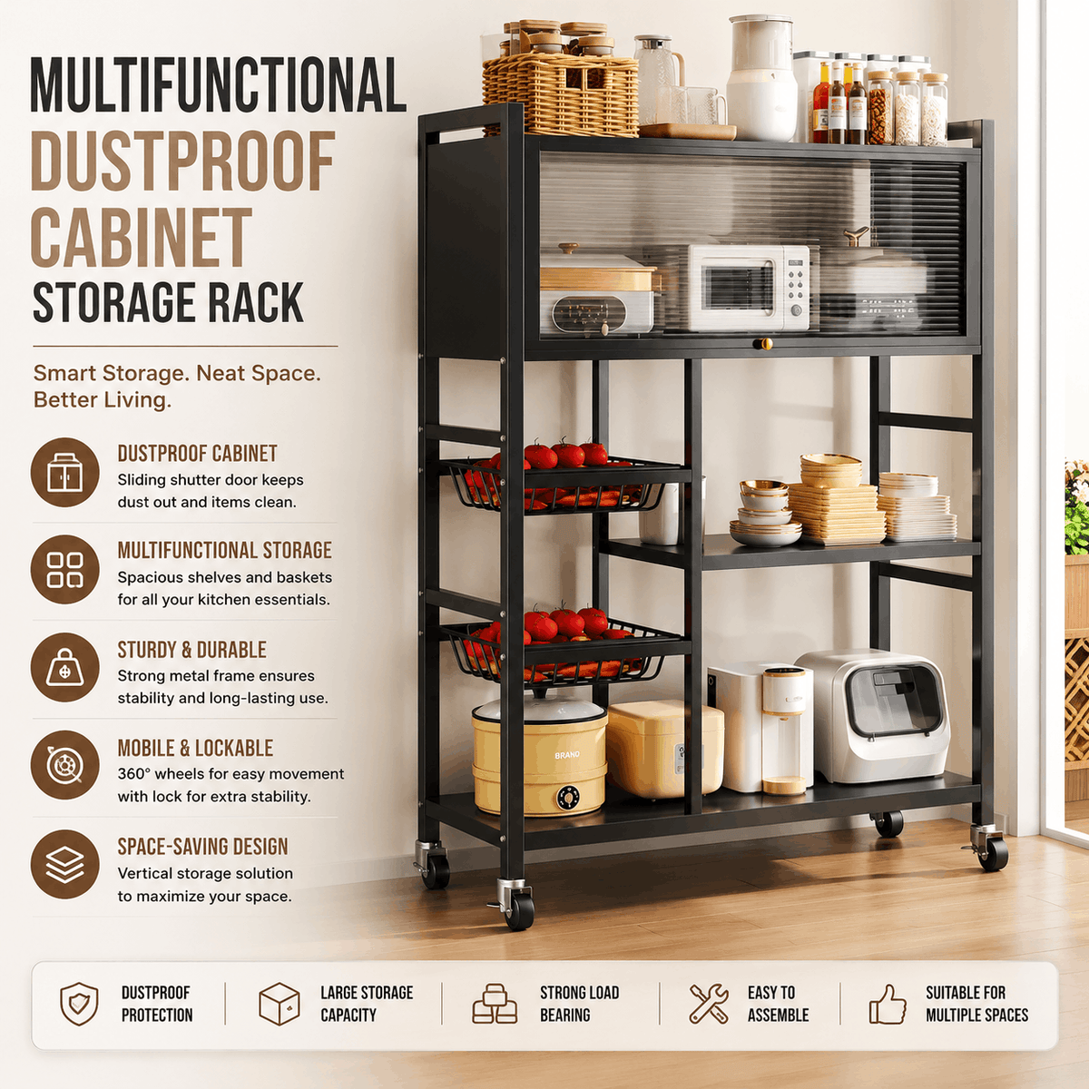 Multifunctional Dustproof Cabinet Storage Rack