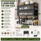 2 Layer Over the Sink Rack | Dustproof Kitchen Dish Drying & Storage Cabinet