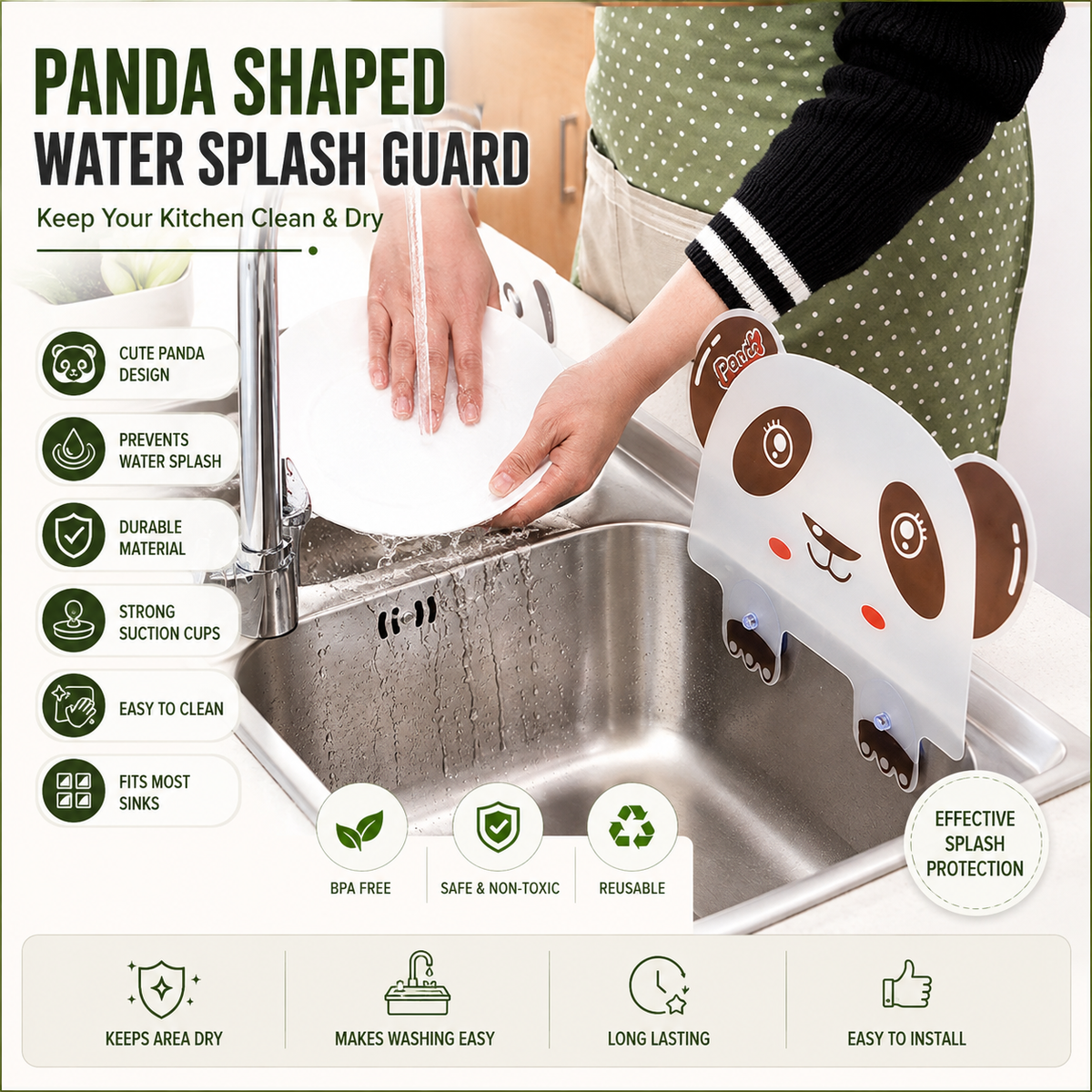 Panda shaped Water Splash Guard