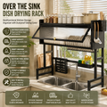 Over the Sink Cabinet Dish Drying Rack | Multifunctional Kitchen Storage Organizer with Dustproof Sliding Cover