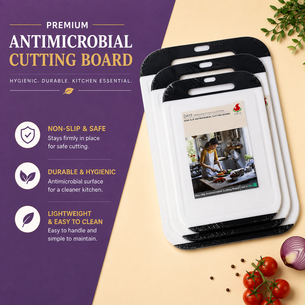 Antimicrobial Cutting Board Set – Non-Slip (3 Sizes)