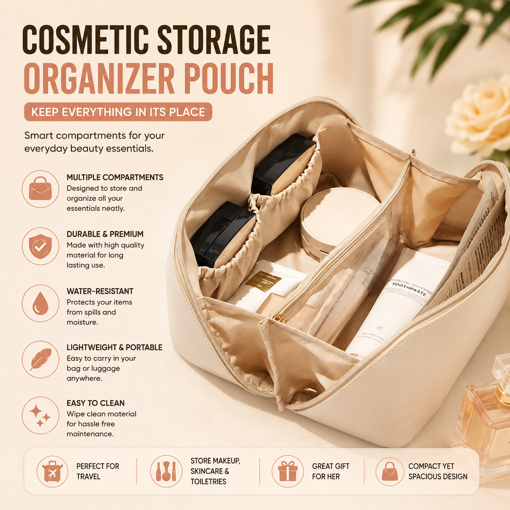 Makeup Organizer Bag | Cosmetic Storage Case