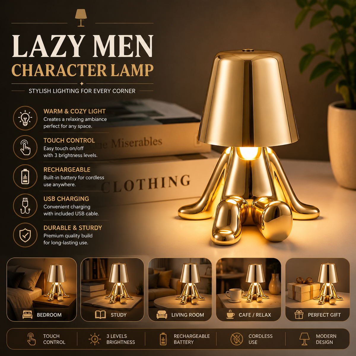 Lazy Men Character Lamp