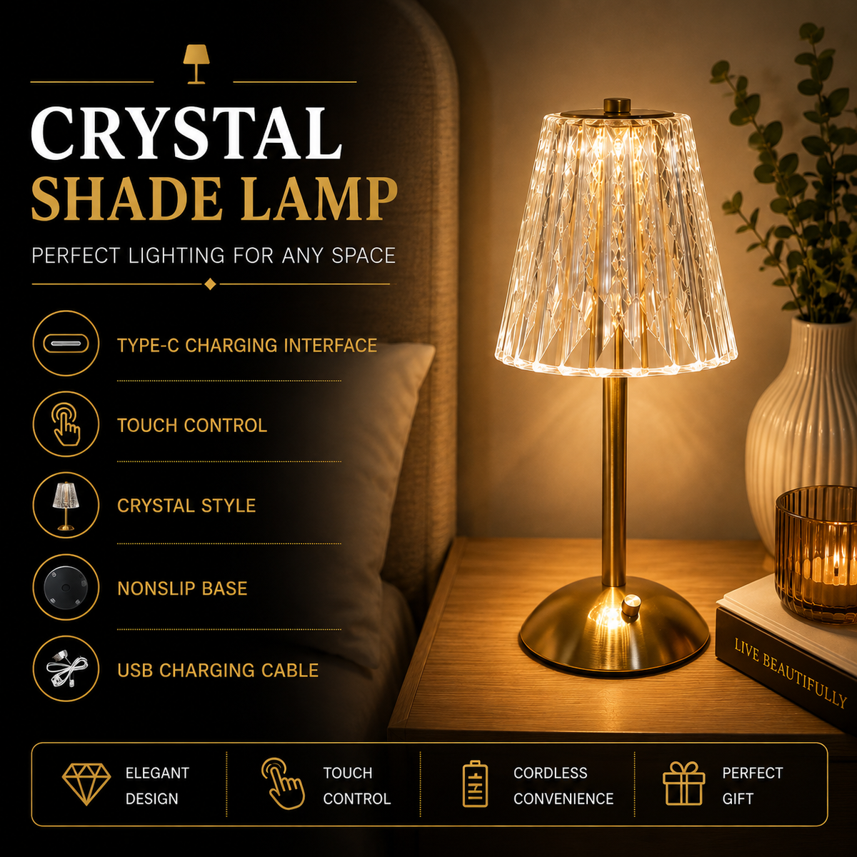Crystal Shade Lamp