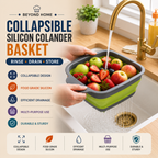 Collapsible Silicone Colander Basket | Foldable Fruit & Vegetable Washing Strainer with Handles