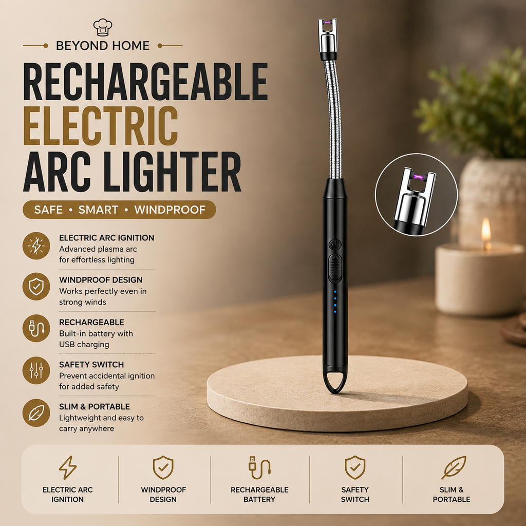 Type-C Rechargeable Electric Arc Lighter | Long Handle Kitchen Igniter for Gas Stove, Candle & BBQ