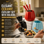 Elegant Ceramic Cutlery Set with Holders