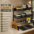 Over the Sink Cabinet 2 Layer Rack | Adjustable Kitchen Dish Drying & Storage Organizer