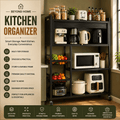 Heavy Duty Rustproof Kitchen Organizer with Cabinet & Wheels | Multipurpose Storage Rack