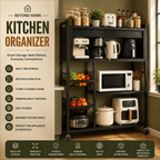 Heavy Duty Rustproof Kitchen Organizer with Cabinet & Wheels | Multipurpose Storage Rack