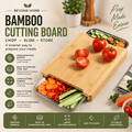 Bamboo Cutting Board With 2 Steel Trays